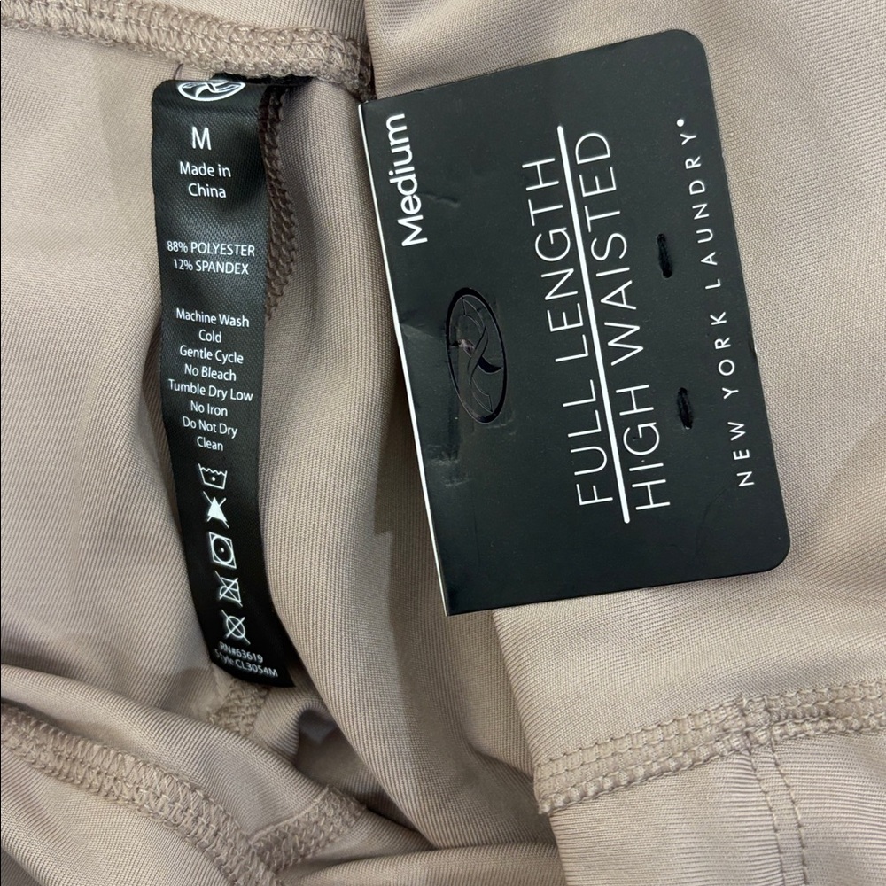 New York Laundry Taupe High-Waisted Pants leggings size medium M athleisure new - Picture 3 of 8